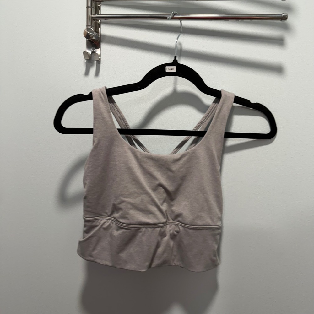 crzโ Strappy Yoga Crop Top Mauve Gray S/M Criss Cross Back Athleisure Gym
